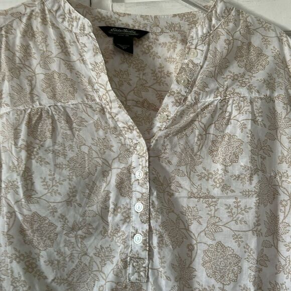 Eddie Bauer Cream Long Sleeve Buttoned Pull-Over 100% Cotton Size S - Picture 4 of 10